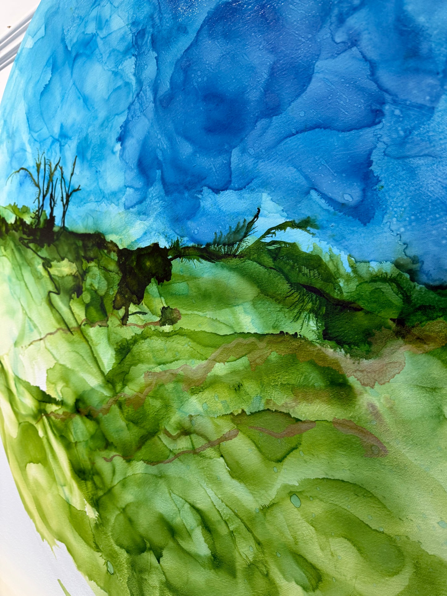 Original Art-Alcohol Ink-The Phoenix Park In Summer