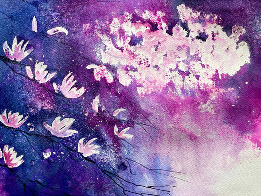 Original Art-Mixed Media -Cherry Blossoms