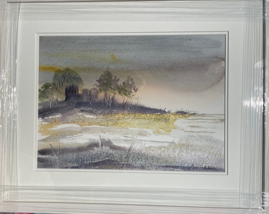 Sold-Original Art-Watercolours-Castle on a hill