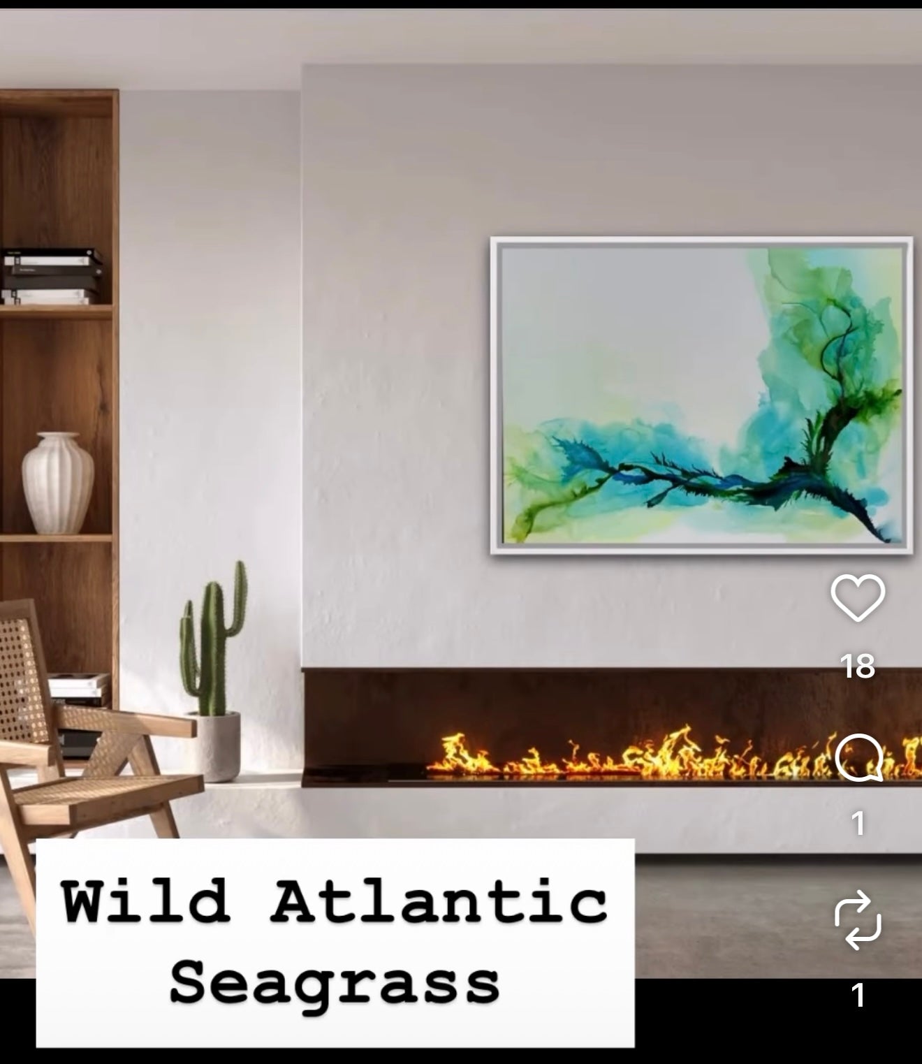 Original Art-Alcohol Ink-Wild Atlantic Sea Grass
