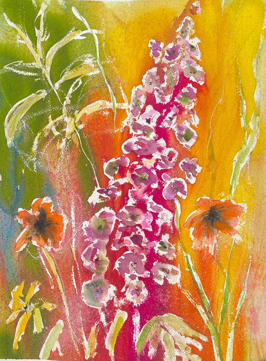 Original Art-Mixed Media - Farmleigh Flowers (SOLD)