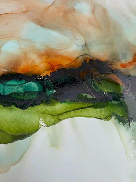 Original Art-Alcohol Ink-Whispers through the hedgerows
