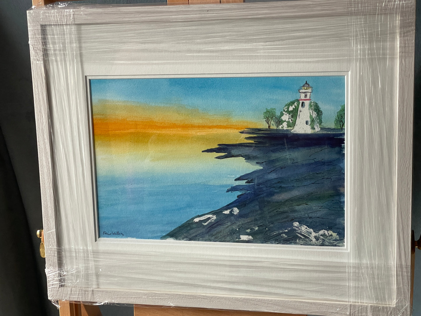 Mixed media - Lighthouse in evening light