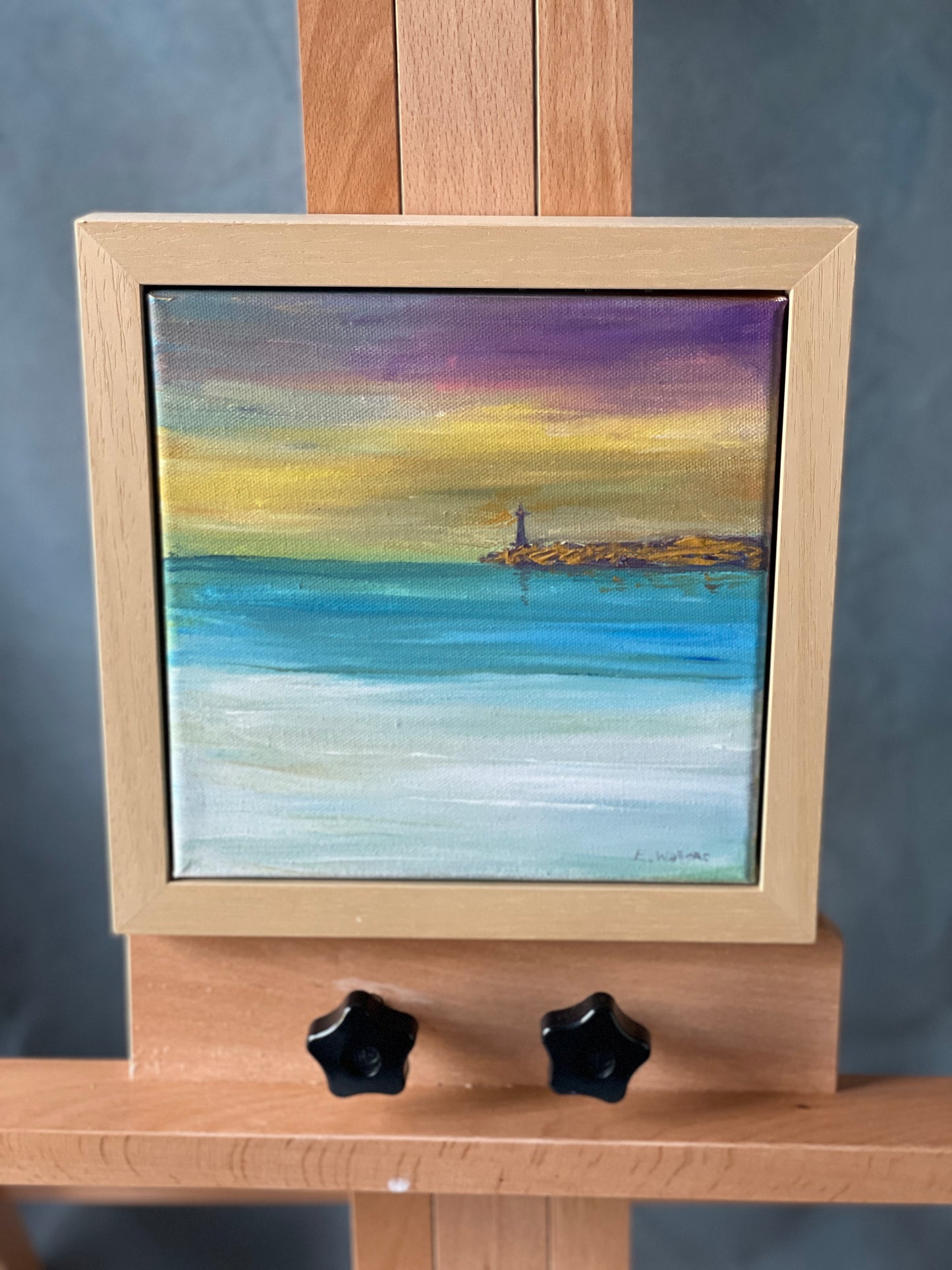 Original Art-Oil-Lighthouse at Sunset