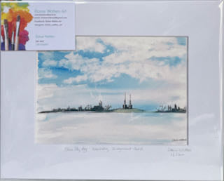 Irish Artist Print -Blue sky day over Sandymount beach (Limited Edition) UNFRAMED