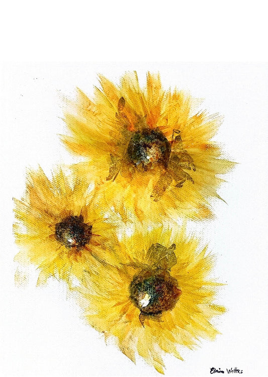 Sunflower art, Irish flower art, Irish artist, Dublin art, Sunflowers watercolour