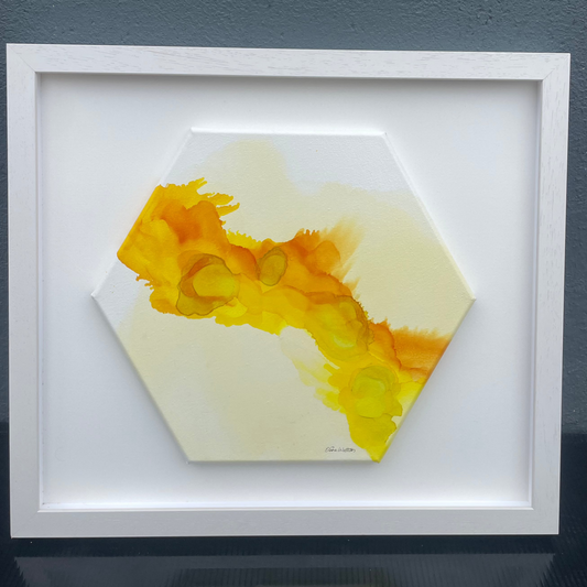 Original Art-Alcohol Ink - The Chakra Series-Solar Plexus Chakra (Yellow Hexagon)
