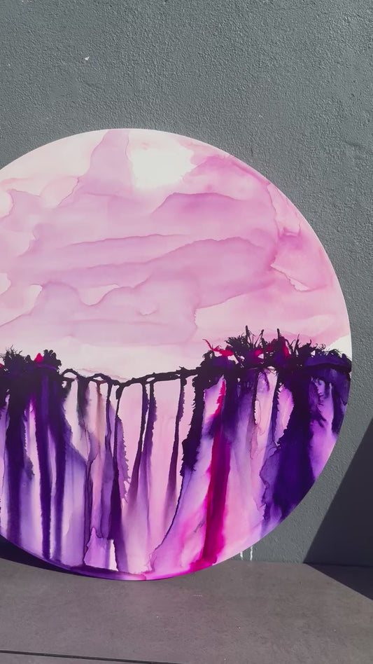 Original Art-Alcohol Ink-Purple rain over the west