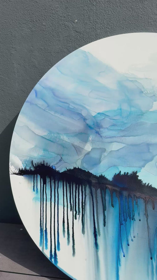 Original Art -Alcohol Ink-Blue Horizon