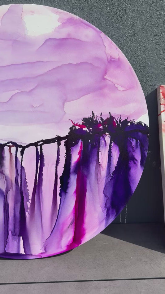 Original Art-Alcohol Ink-Purple rain over the west