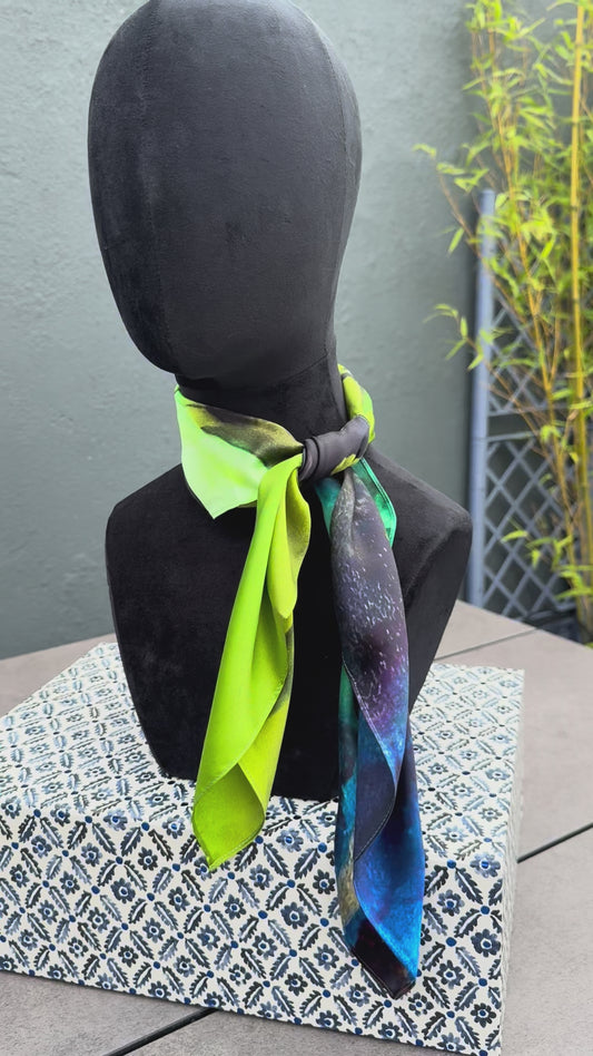 Product-Silk Scarf-Small Square 65x65cm-Peacock Plume